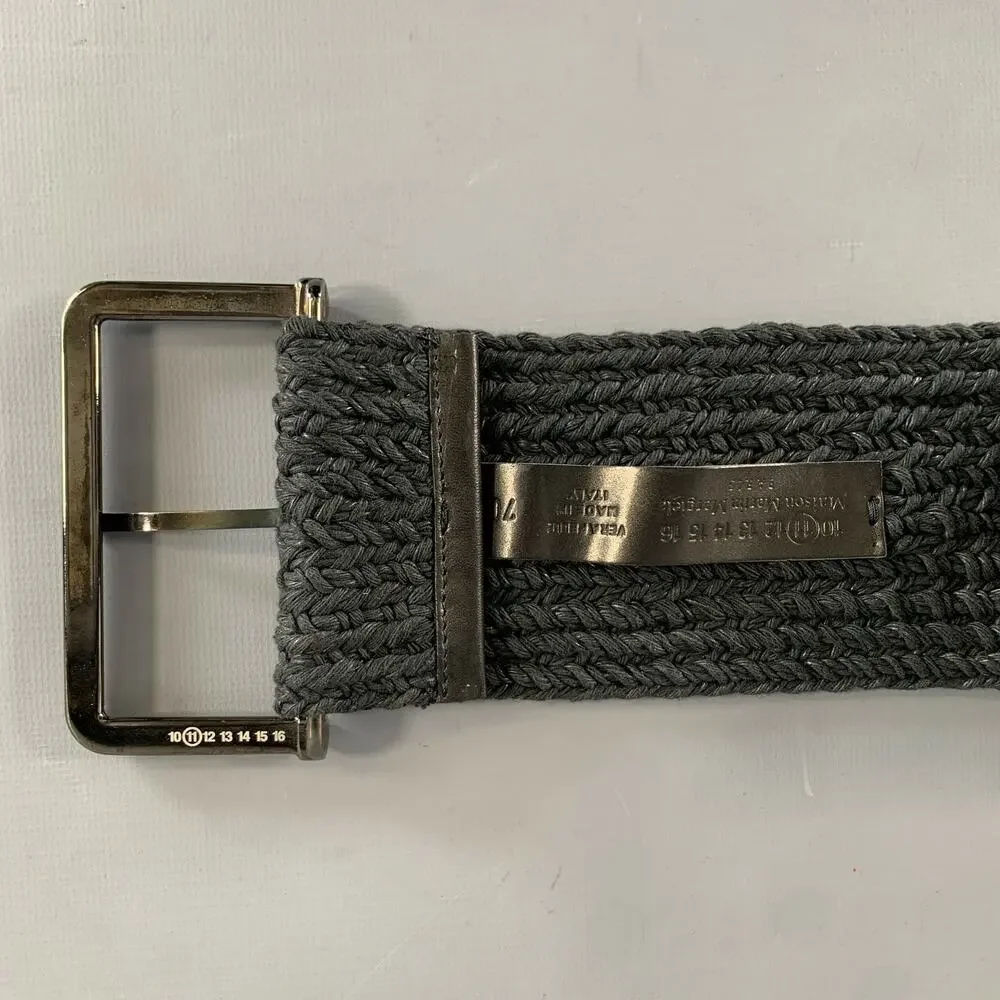 MAISON MARTIN MARGIELA Waist Size 30 Black Woven Fabric Leather Belt